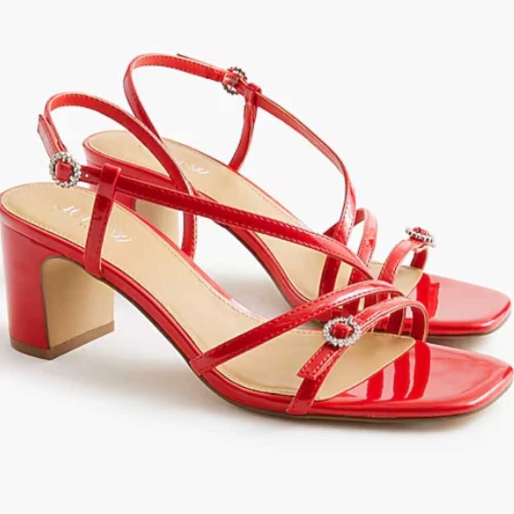 J Crew Women's Strappy Heeled Sandals Party Classic Whimsy Red Prom Homoecoming